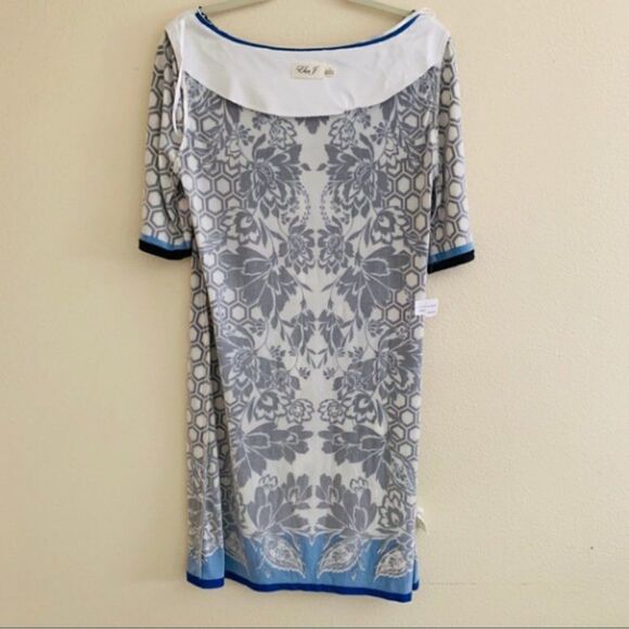 Eliza J ej8m7233 Dress Size 14 Floral Print Sheath Blue Cobalt - Picture 6 of 8